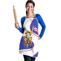 Puerto Rico Coquí Frog Football Fan Apron Whimsical Cartoon Style with Patriotic Elements