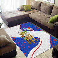 Puerto Rico Coquí Frog Football Fan Area Rug Whimsical Cartoon Style with Patriotic Elements