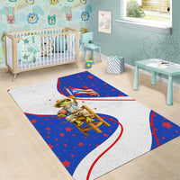 Puerto Rico Coquí Frog Football Fan Area Rug Whimsical Cartoon Style with Patriotic Elements