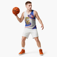 Puerto Rico Coquí Frog Football Fan Basketball Jersey Whimsical Cartoon Style with Patriotic Elements