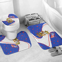 Puerto Rico Coquí Frog Football Fan Bathroom Set Whimsical Cartoon Style with Patriotic Elements