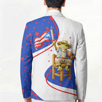Puerto Rico Coquí Frog Football Fan Blazer Whimsical Cartoon Style with Patriotic Elements