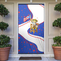 Puerto Rico Coquí Frog Football Fan Door Cover Whimsical Cartoon Style with Patriotic Elements
