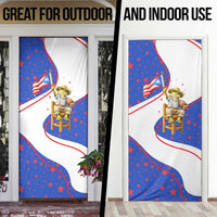 Puerto Rico Coquí Frog Football Fan Door Cover Whimsical Cartoon Style with Patriotic Elements