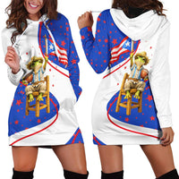Puerto Rico Coquí Frog Football Fan Hoodie Dress Whimsical Cartoon Style with Patriotic Elements