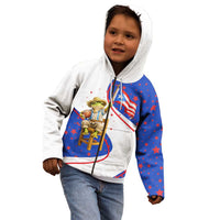 Puerto Rico Coquí Frog Football Fan Kid Hoodie Whimsical Cartoon Style with Patriotic Elements