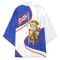 Puerto Rico Coquí Frog Football Fan Kimono Whimsical Cartoon Style with Patriotic Elements
