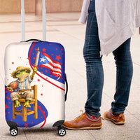 Puerto Rico Coquí Frog Football Fan Luggage Cover Whimsical Cartoon Style with Patriotic Elements