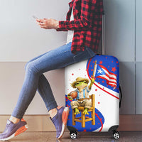 Puerto Rico Coquí Frog Football Fan Luggage Cover Whimsical Cartoon Style with Patriotic Elements