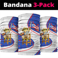 Puerto Rico Coquí Frog Football Fan Neck Gaiter Whimsical Cartoon Style with Patriotic Elements