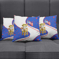 Puerto Rico Coquí Frog Football Fan Pillow Cover Whimsical Cartoon Style with Patriotic Elements