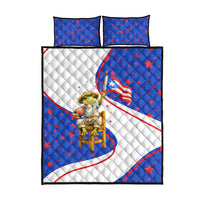 Puerto Rico Coquí Frog Football Fan Quilt Bed Set Whimsical Cartoon Style with Patriotic Elements