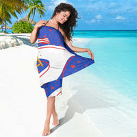 Puerto Rico Coquí Frog Football Fan Sarong Whimsical Cartoon Style with Patriotic Elements