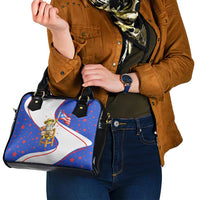 Puerto Rico Coquí Frog Football Fan Shoulder Handbag Whimsical Cartoon Style with Patriotic Elements
