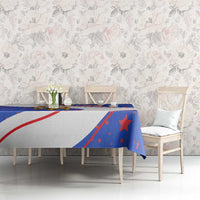 Puerto Rico Coquí Frog Football Fan Tablecloth Whimsical Cartoon Style with Patriotic Elements