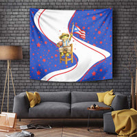Puerto Rico Coquí Frog Football Fan Tapestry Whimsical Cartoon Style with Patriotic Elements