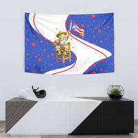 Puerto Rico Coquí Frog Football Fan Tapestry Whimsical Cartoon Style with Patriotic Elements