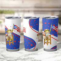 Puerto Rico Coquí Frog Football Fan Tumbler Cup Whimsical Cartoon Style with Patriotic Elements