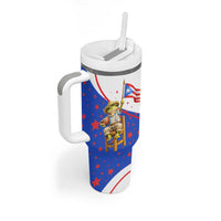 Puerto Rico Coquí Frog Football Fan Tumbler With Handle Whimsical Cartoon Style with Patriotic Elements