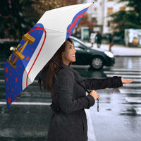 Puerto Rico Coquí Frog Football Fan Umbrella Whimsical Cartoon Style with Patriotic Elements