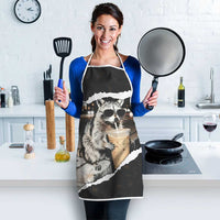 Cool Raccoon Drinking Iced Coffee Apron Funny Animal Meme Urban Night Photography