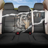 Cool Raccoon Drinking Iced Coffee Back Car Seat Cover Funny Animal Meme Urban Night Photography