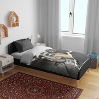 Cool Raccoon Drinking Iced Coffee Bedding Set Funny Animal Meme Urban Night Photography