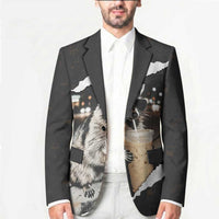Cool Raccoon Drinking Iced Coffee Blazer Funny Animal Meme Urban Night Photography