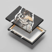 Cool Raccoon Drinking Iced Coffee Canvas Wall Art Funny Animal Meme Urban Night Photography