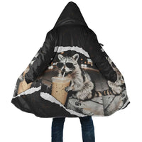 Cool Raccoon Drinking Iced Coffee Cloak Funny Animal Meme Urban Night Photography