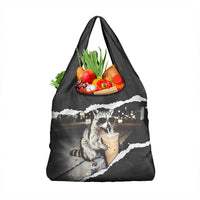 Cool Raccoon Drinking Iced Coffee Grocery Bag Funny Animal Meme Urban Night Photography