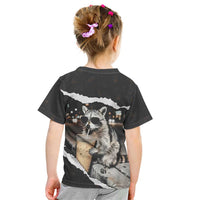 Cool Raccoon Drinking Iced Coffee Kid T Shirt Funny Animal Meme Urban Night Photography