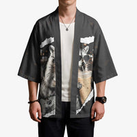 Cool Raccoon Drinking Iced Coffee Kimono Funny Animal Meme Urban Night Photography