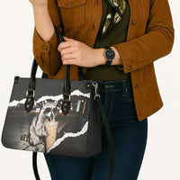 Cool Raccoon Drinking Iced Coffee Leather Bag Funny Animal Meme Urban Night Photography