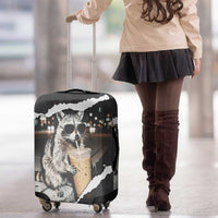 Cool Raccoon Drinking Iced Coffee Luggage Cover Funny Animal Meme Urban Night Photography