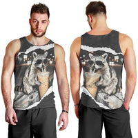 Cool Raccoon Drinking Iced Coffee Men Tank Top Funny Animal Meme Urban Night Photography