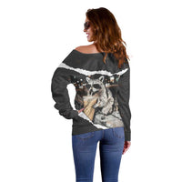 Cool Raccoon Drinking Iced Coffee Off Shoulder Sweater Funny Animal Meme Urban Night Photography