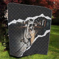 Cool Raccoon Drinking Iced Coffee Quilt Funny Animal Meme Urban Night Photography