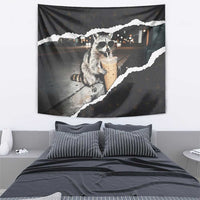 Cool Raccoon Drinking Iced Coffee Tapestry Funny Animal Meme Urban Night Photography