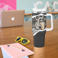 Cool Raccoon Drinking Iced Coffee Tumbler With Handle Funny Animal Meme Urban Night Photography