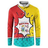 Benito Bowl Puerto Rican Frog Button Sweatshirt Playful Pop‑Culture Game Day