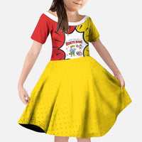 Benito Bowl Puerto Rican Frog Kid Short Sleeve Dress Playful Pop‑Culture Game Day