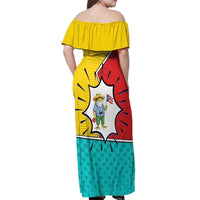 Benito Bowl Puerto Rican Frog Off Shoulder Maxi Dress Playful Pop‑Culture Game Day