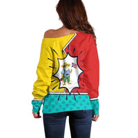 Benito Bowl Puerto Rican Frog Off Shoulder Sweater Playful Pop‑Culture Game Day