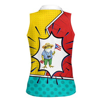 Benito Bowl Puerto Rican Frog Women Sleeveless Polo Shirt Playful Pop‑Culture Game Day