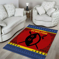 Eswatini Flag Area Rug with Traditional Shield Spear and Cultural Pattern Design - Wonder Print Shop