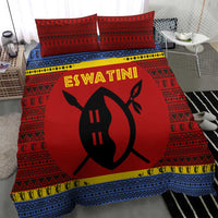 Eswatini Flag Bedding Set with Traditional Shield Spear and Cultural Pattern Design - Wonder Print Shop