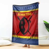 Eswatini Flag Blanket with Traditional Shield Spear and Cultural Pattern Design - Wonder Print Shop