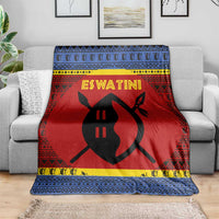 Eswatini Flag Blanket with Traditional Shield Spear and Cultural Pattern Design - Wonder Print Shop