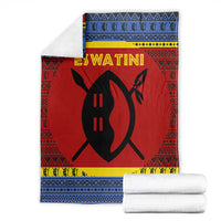 Eswatini Flag Blanket with Traditional Shield Spear and Cultural Pattern Design - Wonder Print Shop